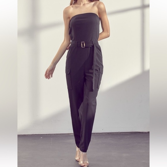 New new in package Elegant Black Jumpsuit strapless must have S M L must have - Picture 4 of 5